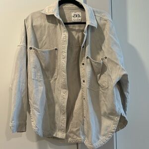 Distressed denim white coat